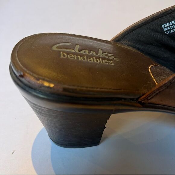 Women's Clarks Bendables Leather Clogs Brown Size 10W - Picture 10 of 11